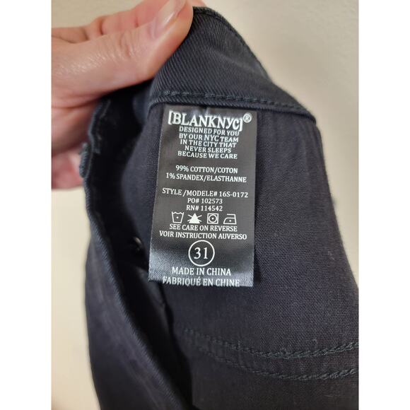 Blank NYC NEW  Women’s Mini Denim Skirt Lace Up Slit Raw Hem Black Size 31 - Picture 8 of 8